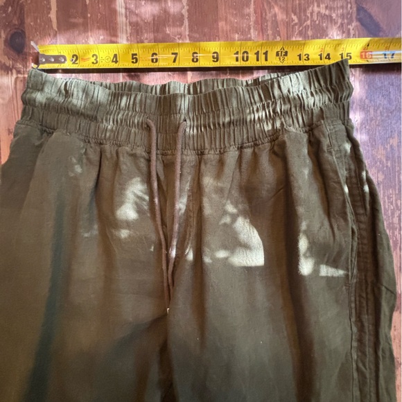 Quince Linen Trousers in Olive green. Large - Picture 3 of 5